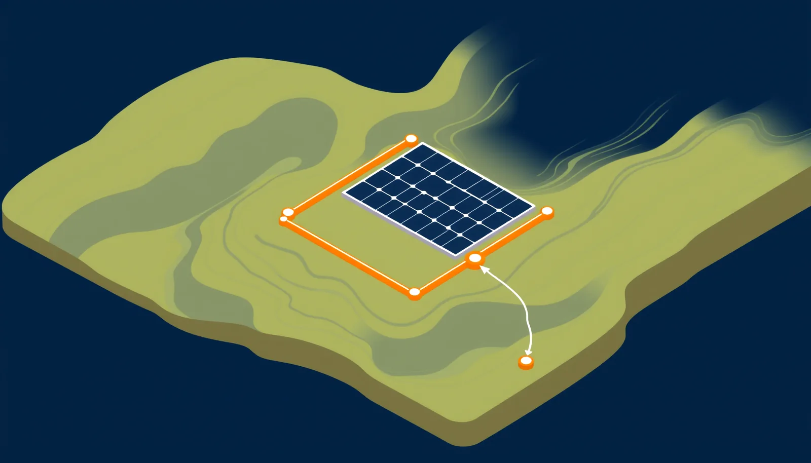 Flurkarte mit markiertem Solarfeld und Netzanschluss
